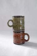 DUO DE TASSES EN CÉRAMIQUE VERTE ET MARRON