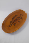 PLAT EN CÉRAMIQUE ORANGE MOTIF POISSON