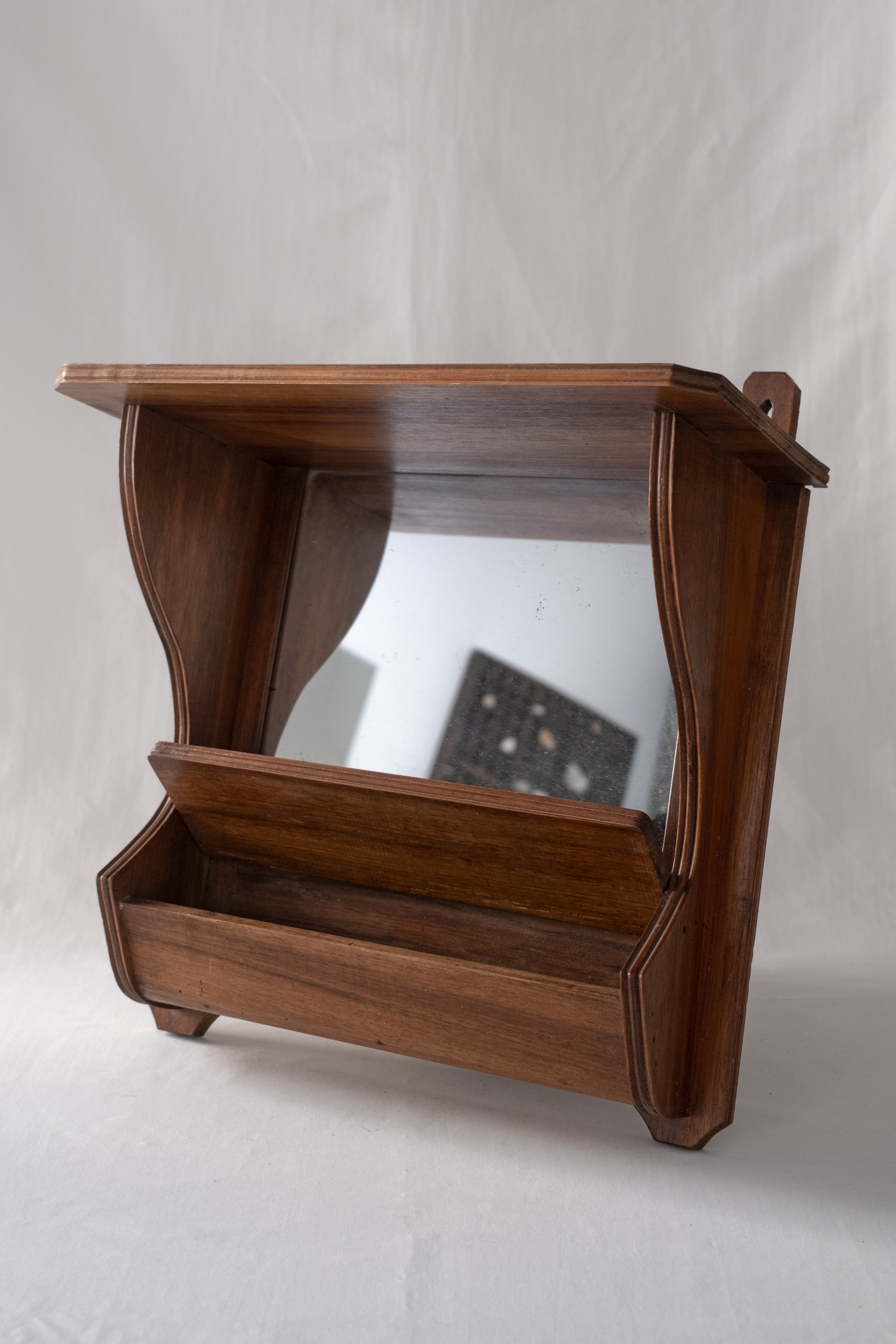 PETITE ÉTAGÈRE MURALE ANCIENNE AVEC MIROIR