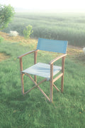 CHAISE DE RÉALISATEUR EN BOIS ET TISSU BLEU