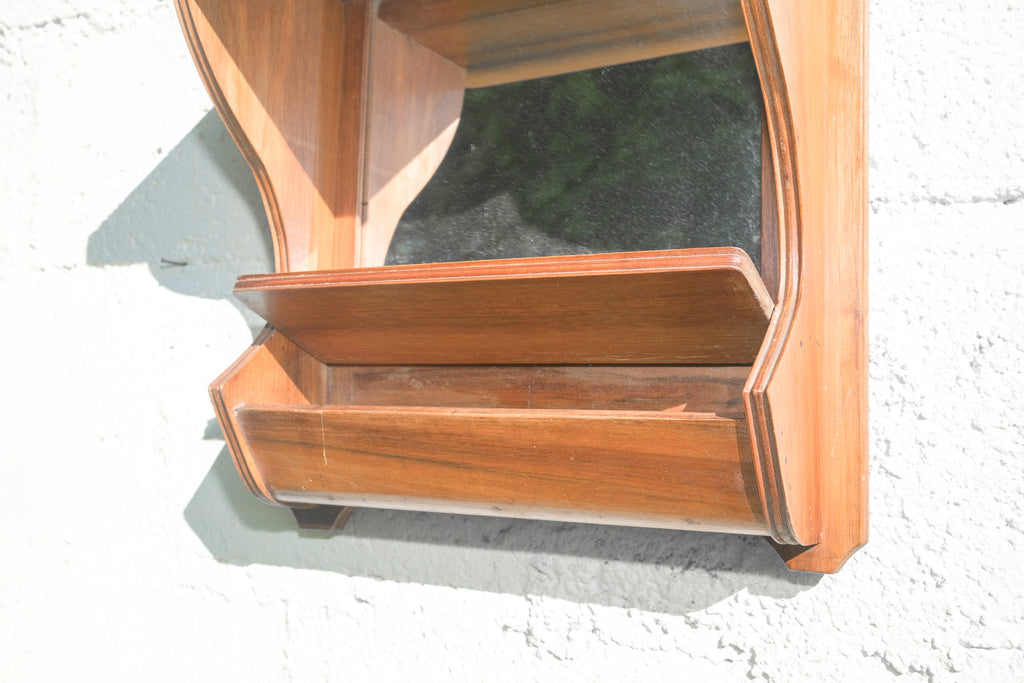 ÉTAGÈRE/MIROIR MURAL EN BOIS BRUTE ANNÉE 1940