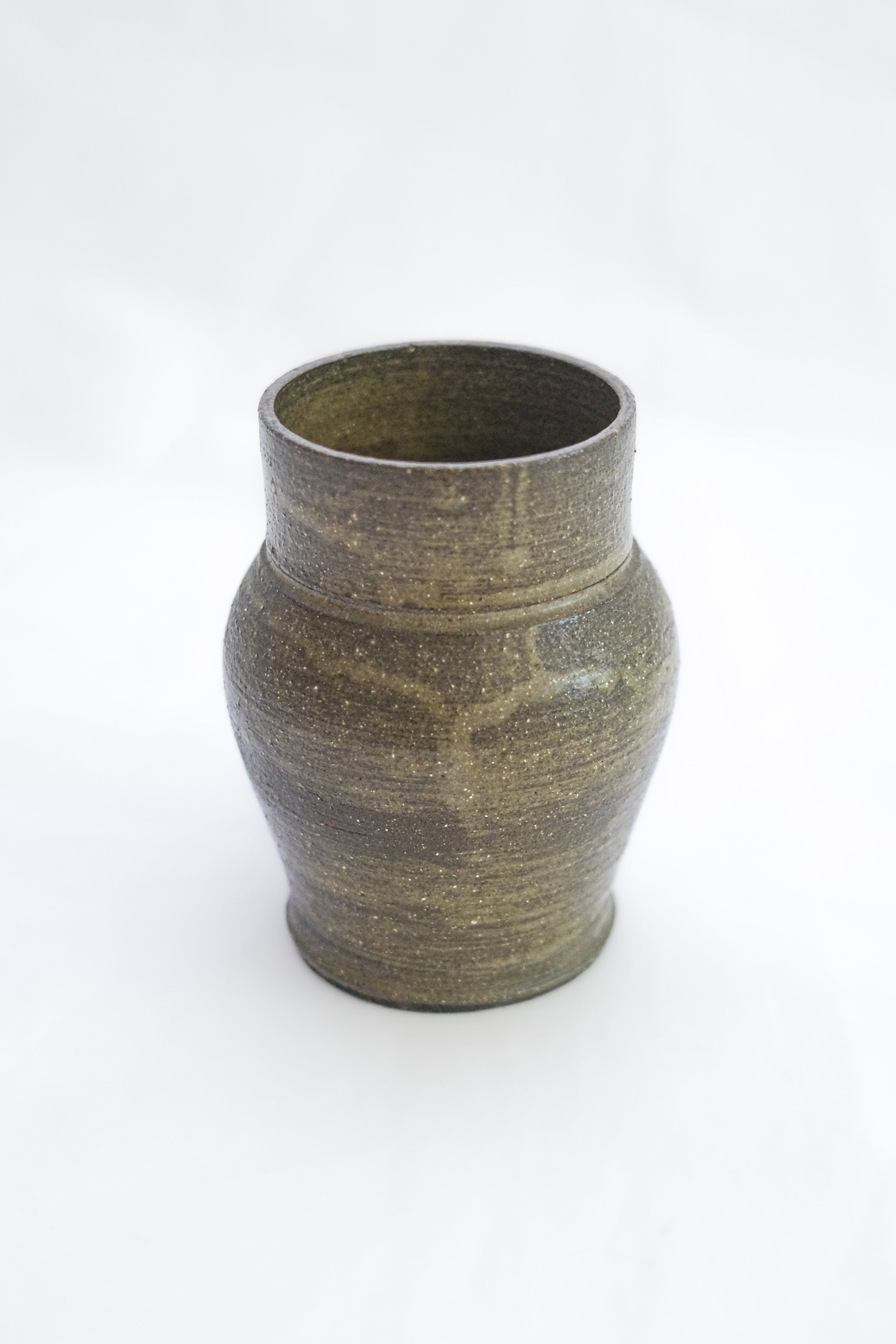 PETIT VASE EN GRÈS GRIS/VERT