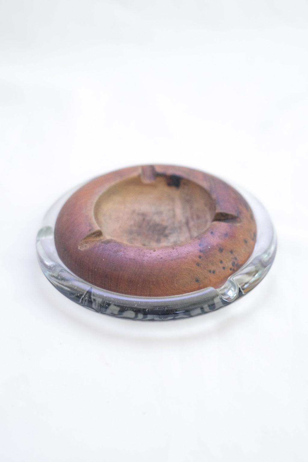 CENDRIER EN BOIS ET VERRE