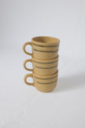 TRIO DE TASSES EN GRÈS BEIGE/ORANGÉ