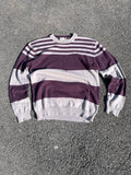PULL EN LAINE RAYÉ BORDEAUX ET GRIS