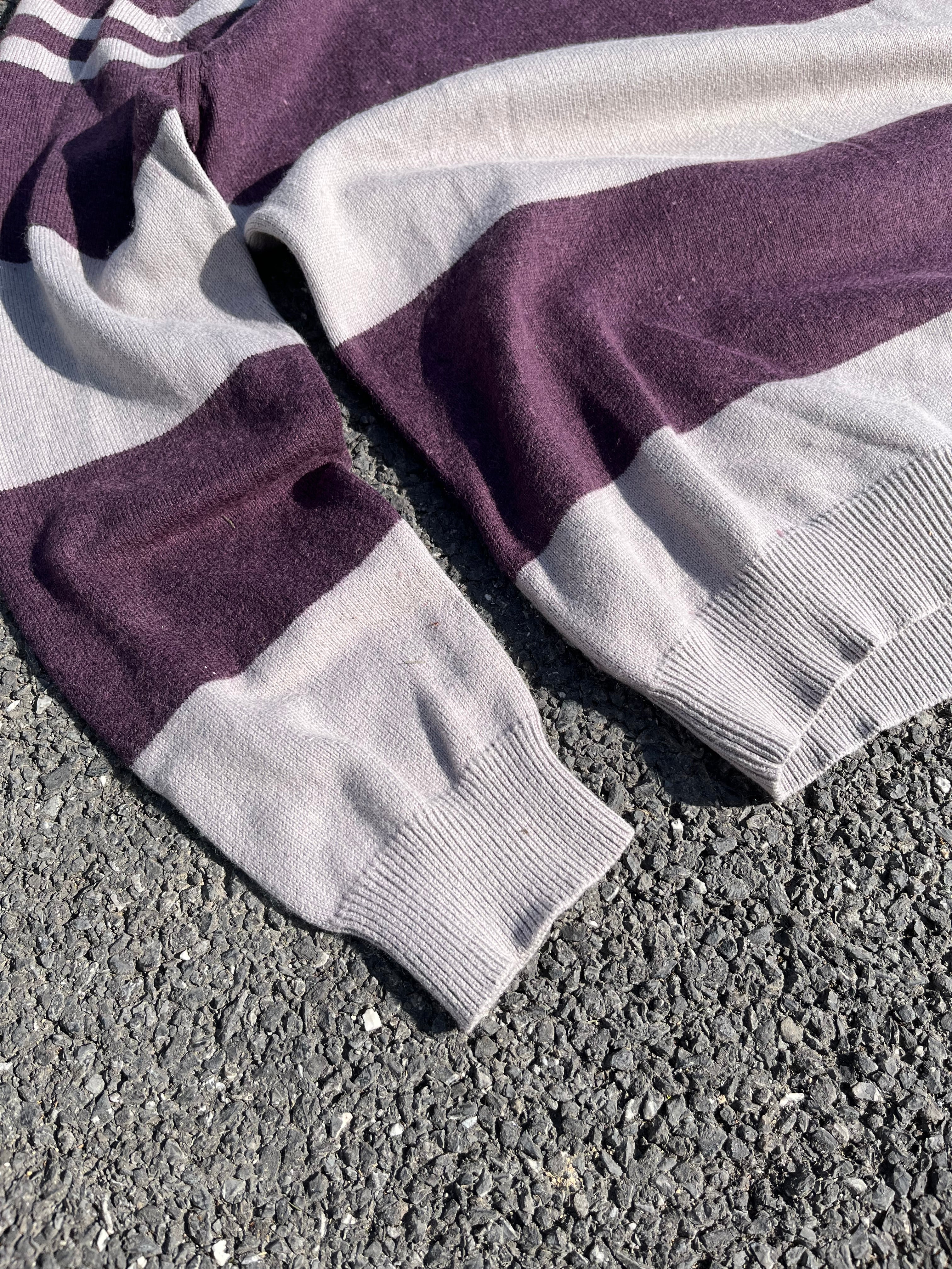 PULL EN LAINE RAYÉ BORDEAUX ET GRIS