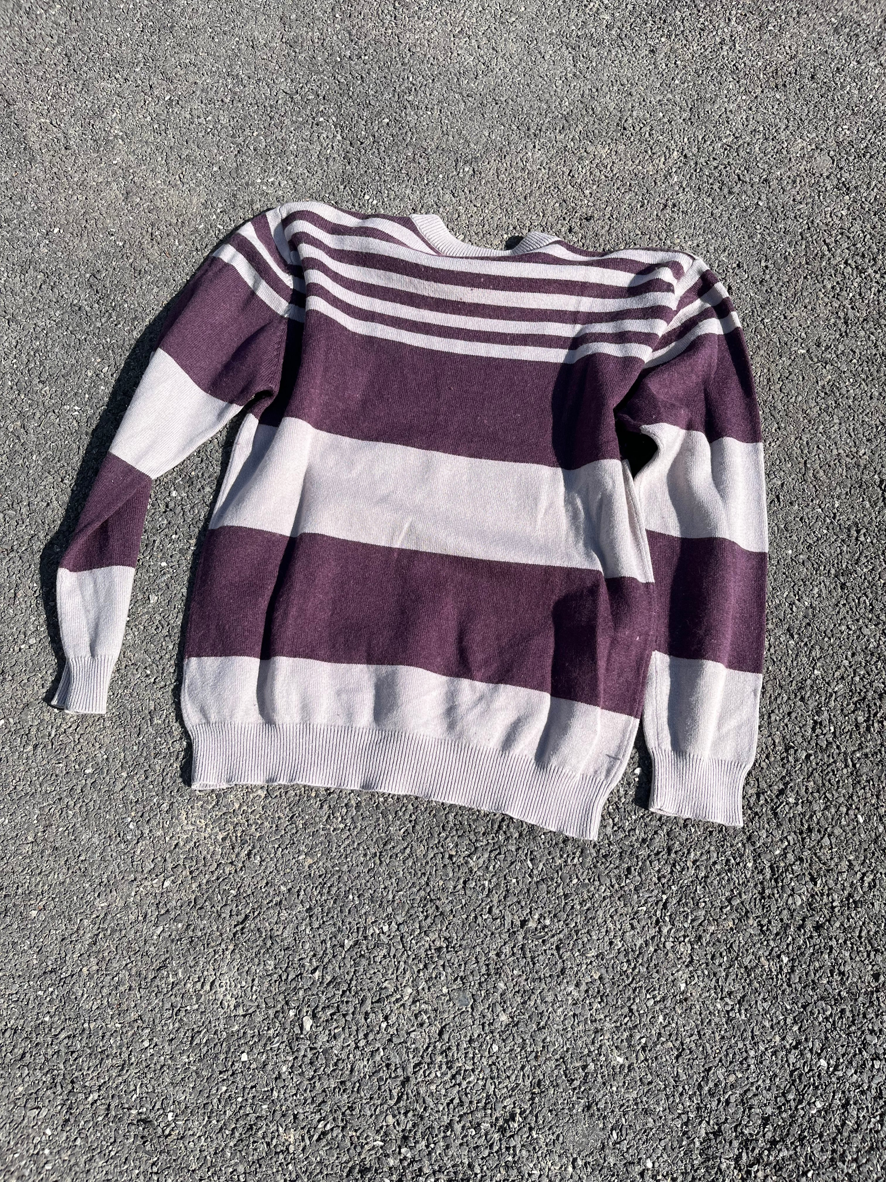 PULL EN LAINE RAYÉ BORDEAUX ET GRIS