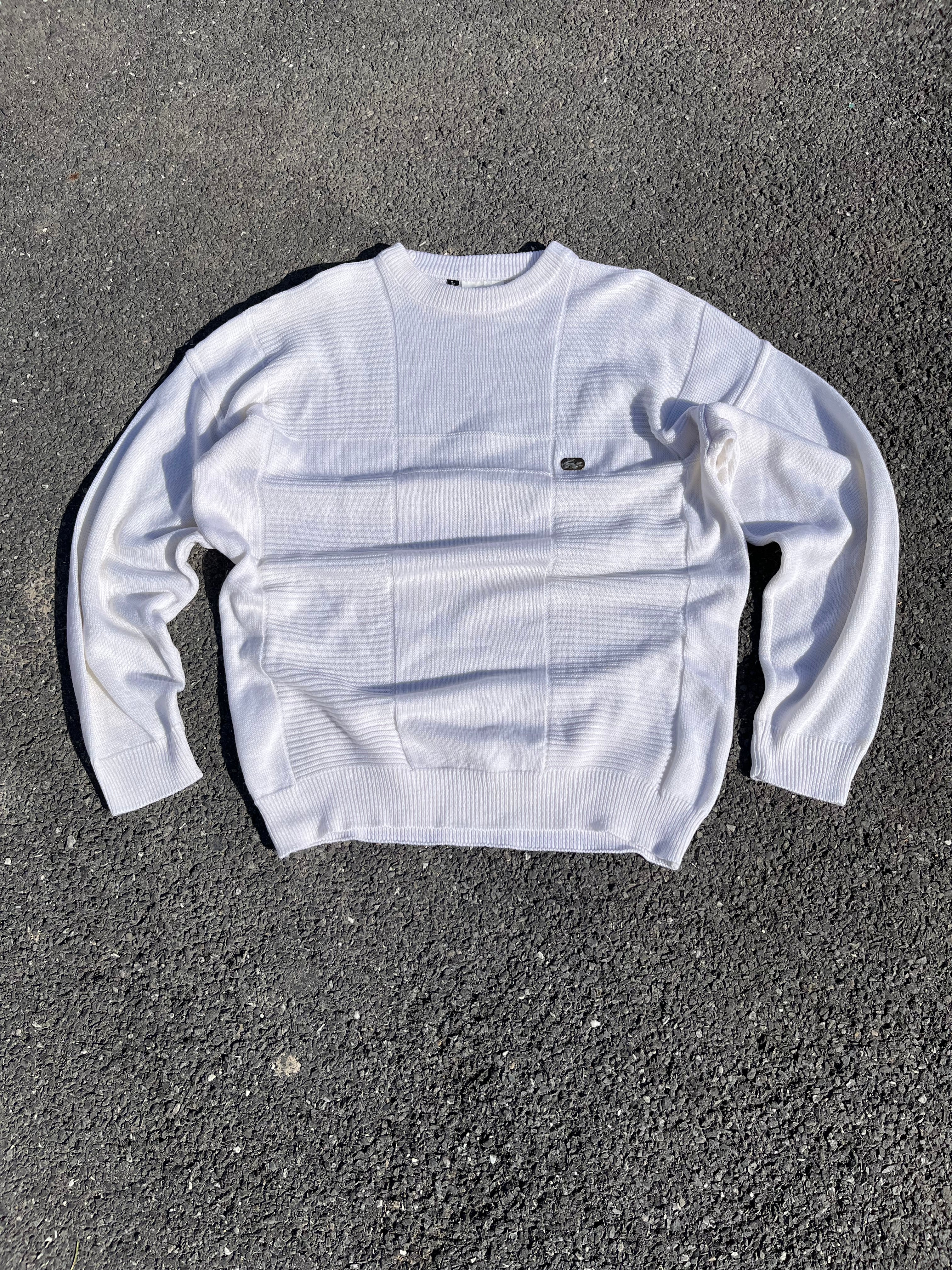 PULL EN LAINE LACOSTE BLANC MADE IN FRANCE