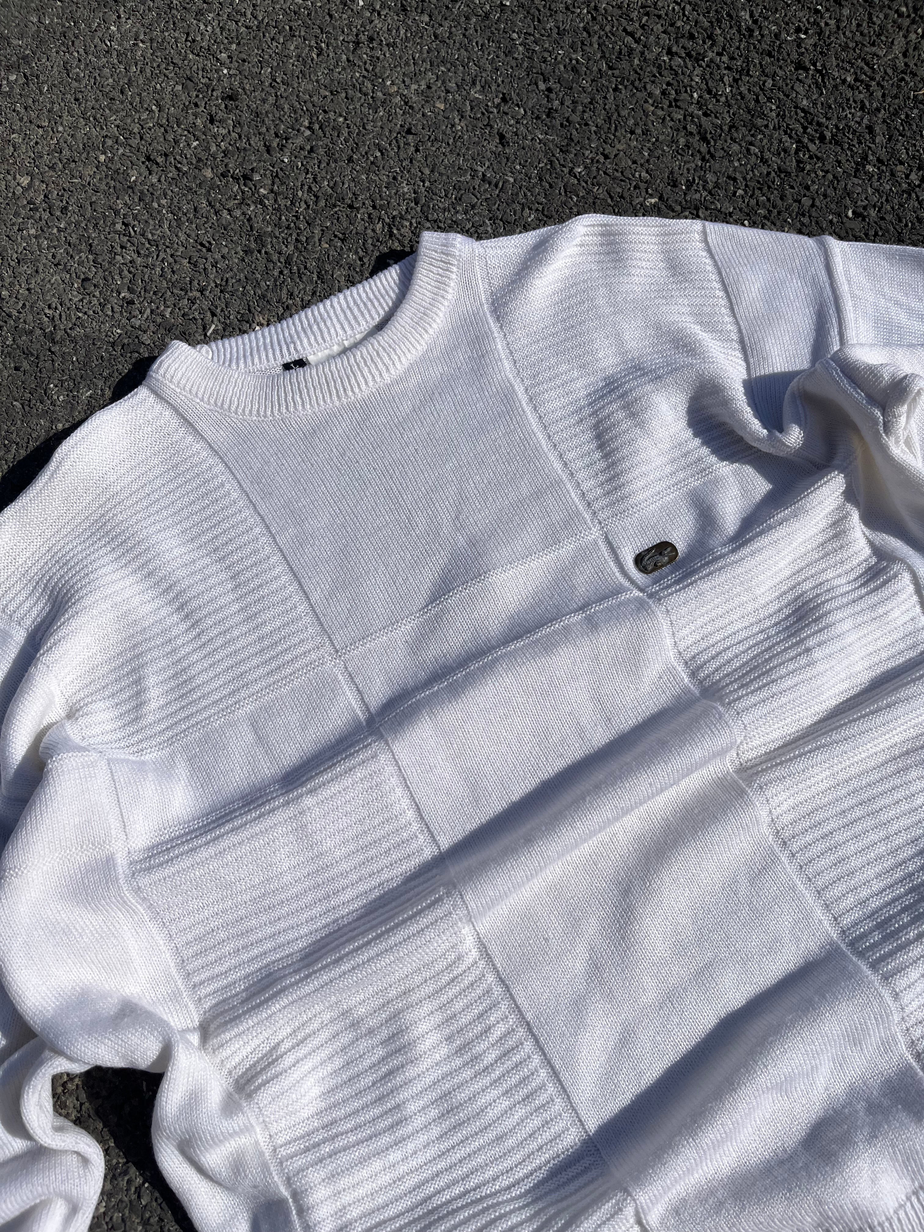 PULL EN LAINE LACOSTE BLANC MADE IN FRANCE