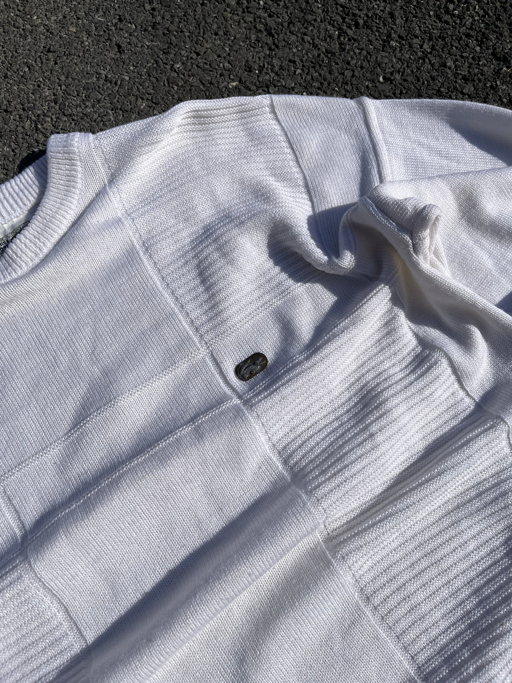 PULL EN LAINE LACOSTE BLANC MADE IN FRANCE