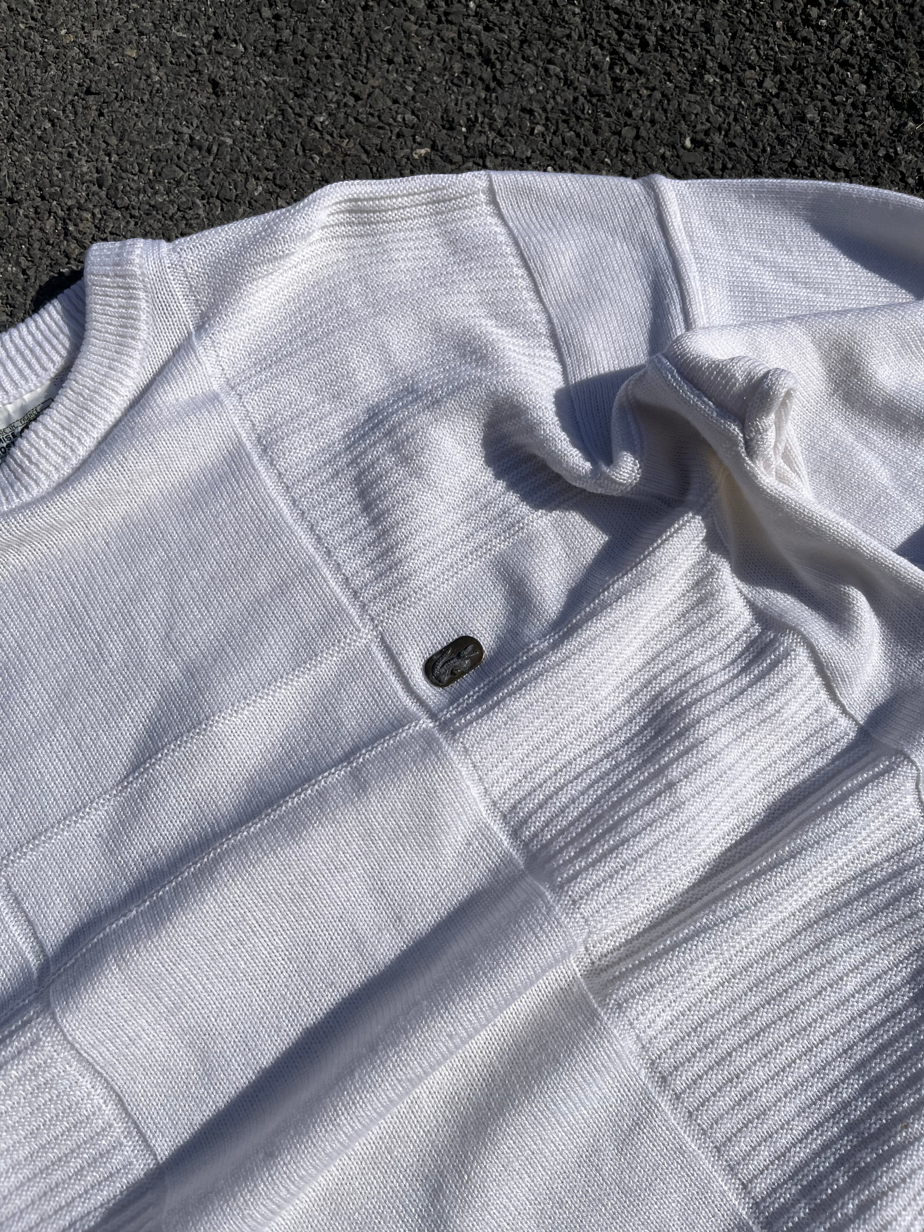 PULL EN LAINE LACOSTE BLANC MADE IN FRANCE