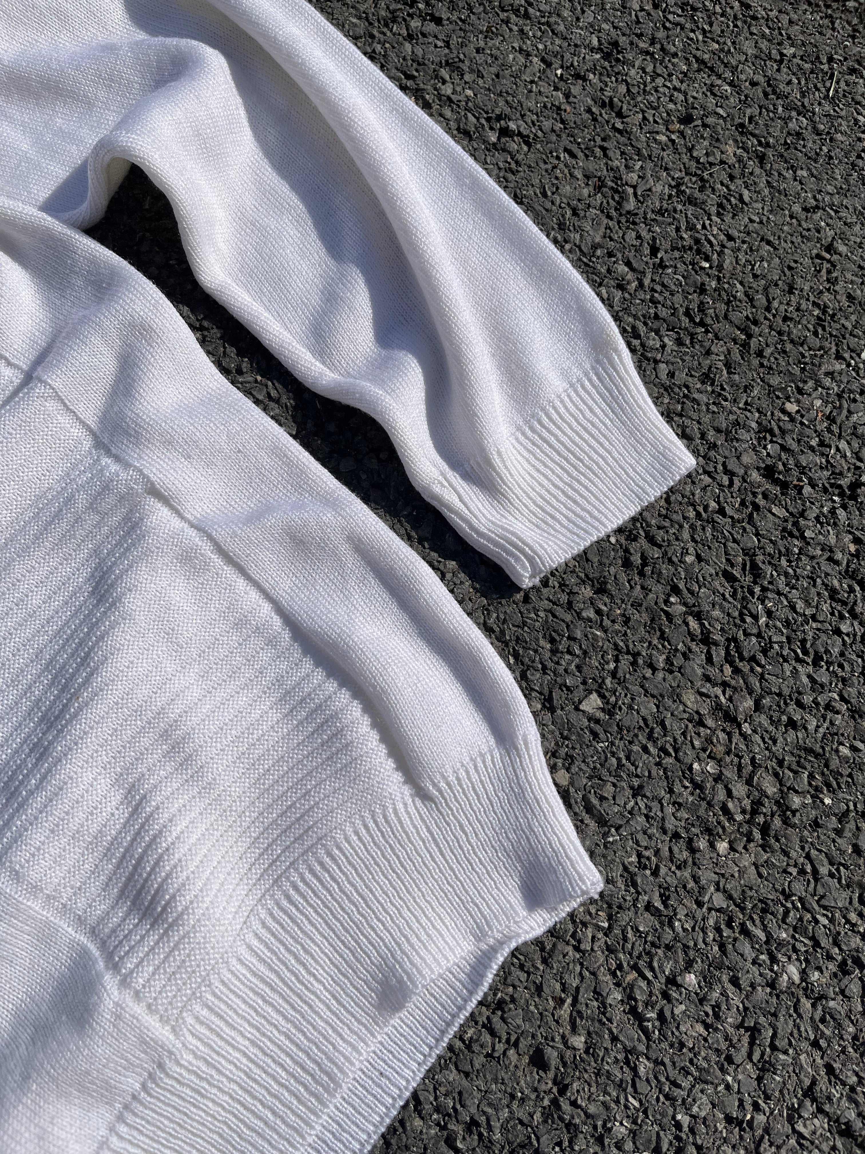 PULL EN LAINE LACOSTE BLANC MADE IN FRANCE
