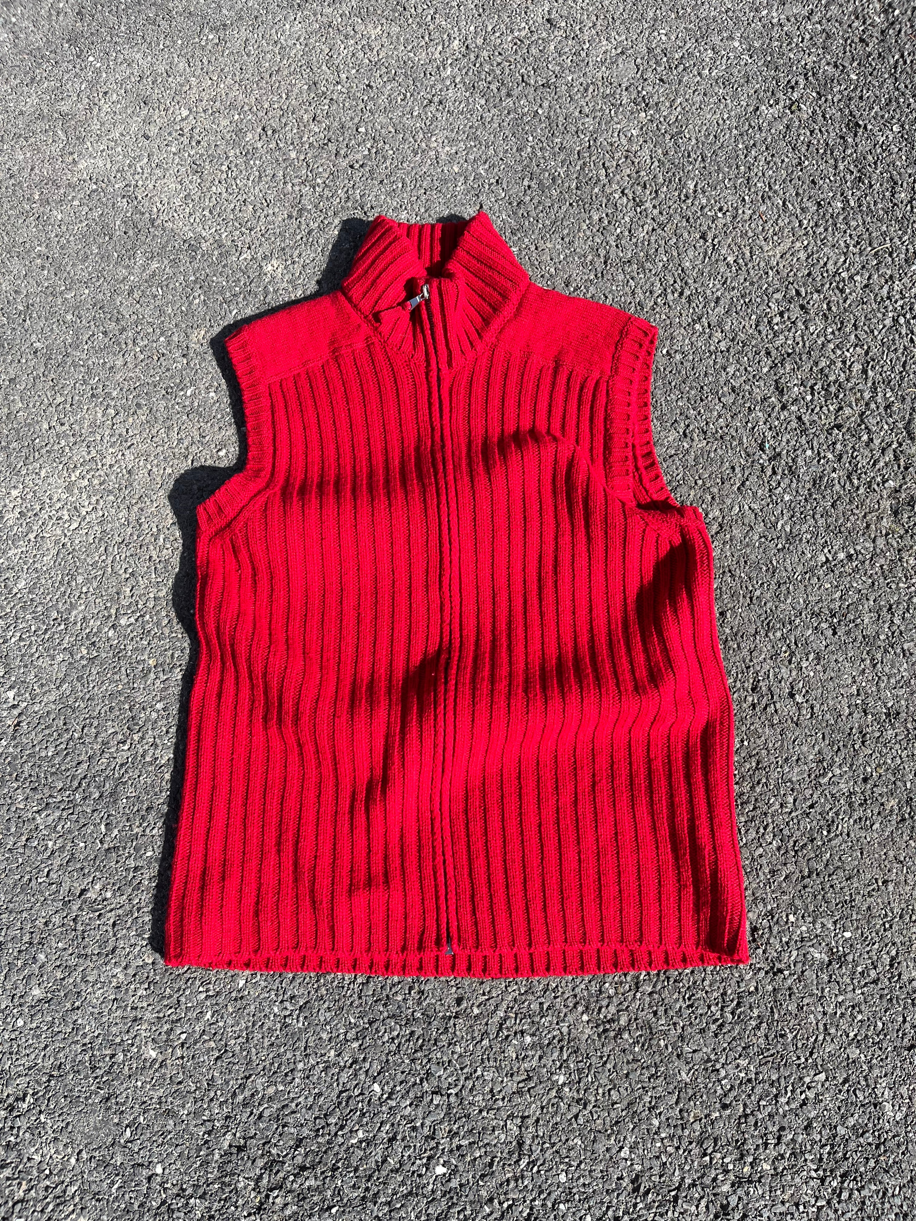 VESTE BENETTON SANS MANCHE ROUGE