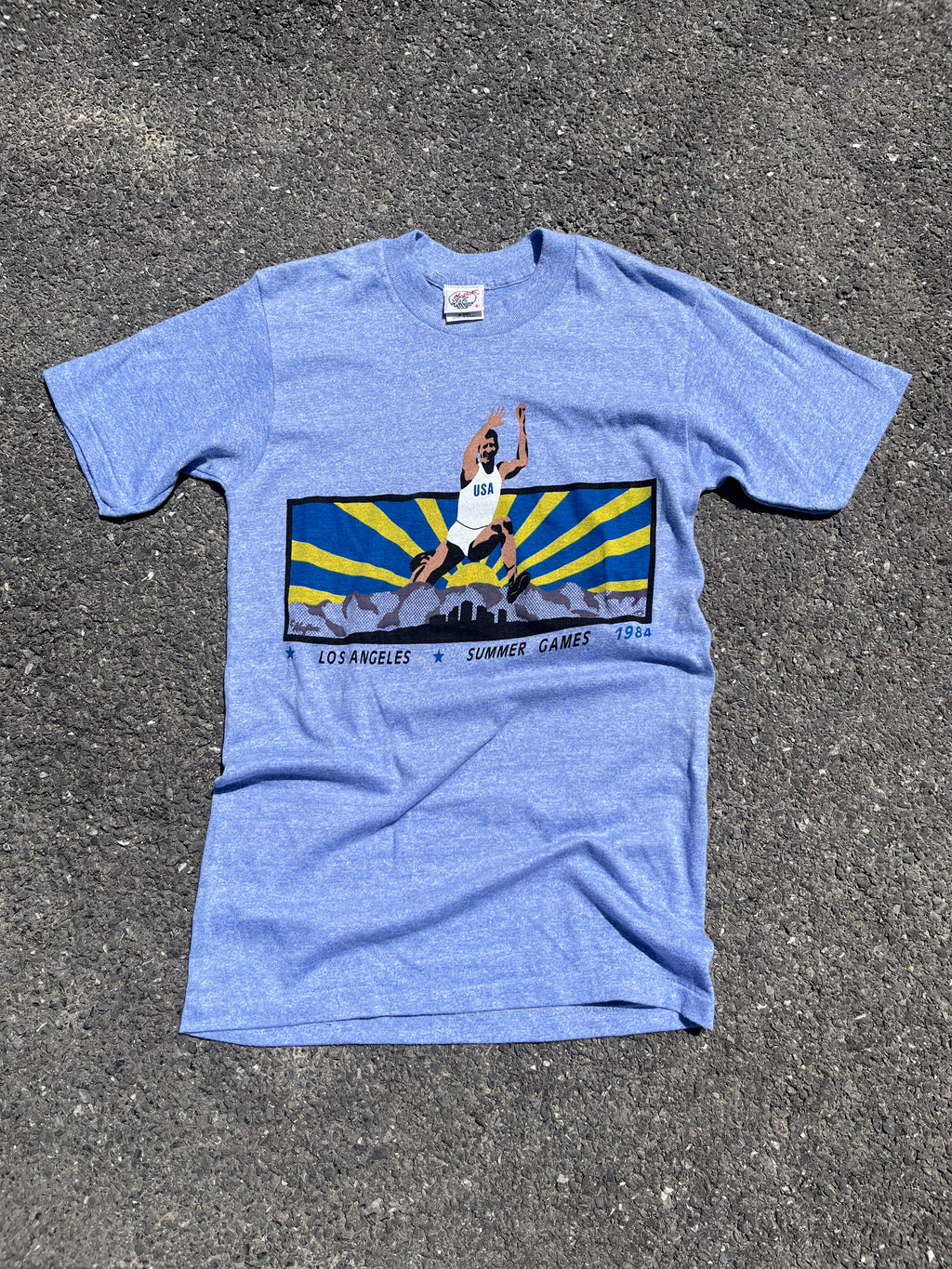 T-SHIRT PROMOTIONEL DES JEUX D'ÉTÉ DE LOS ANGELES DE 1984 MADE IN USA