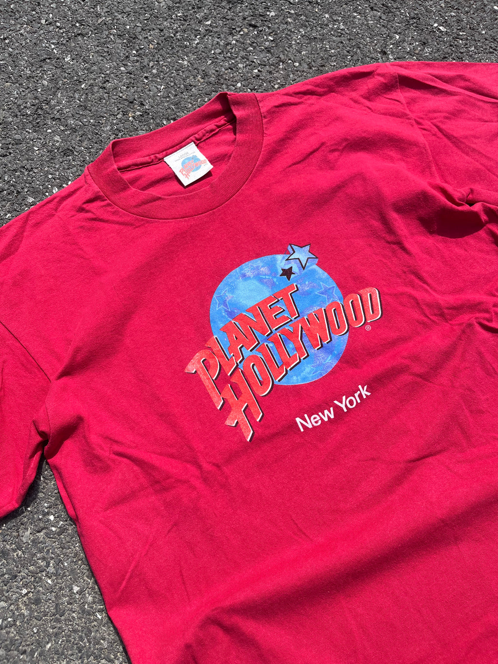 T-SHIRT PLANET HOLLYWOOD NEW YORK ROUGE