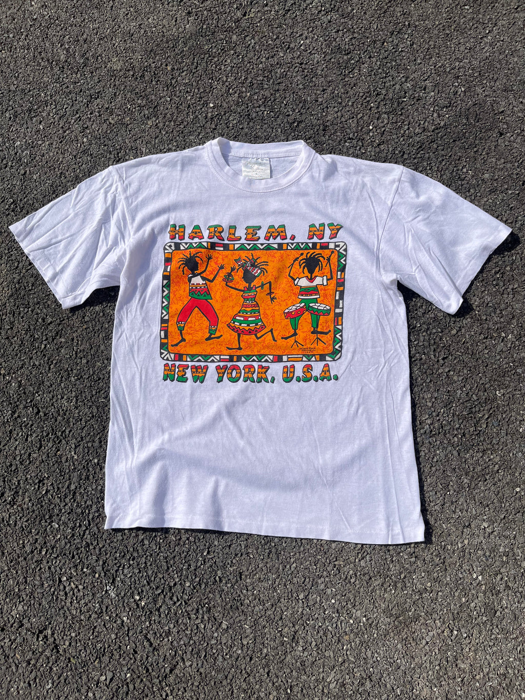T-SHIRT GRAPHIQUE SINGLE STITCH HARLEM NY BLANC