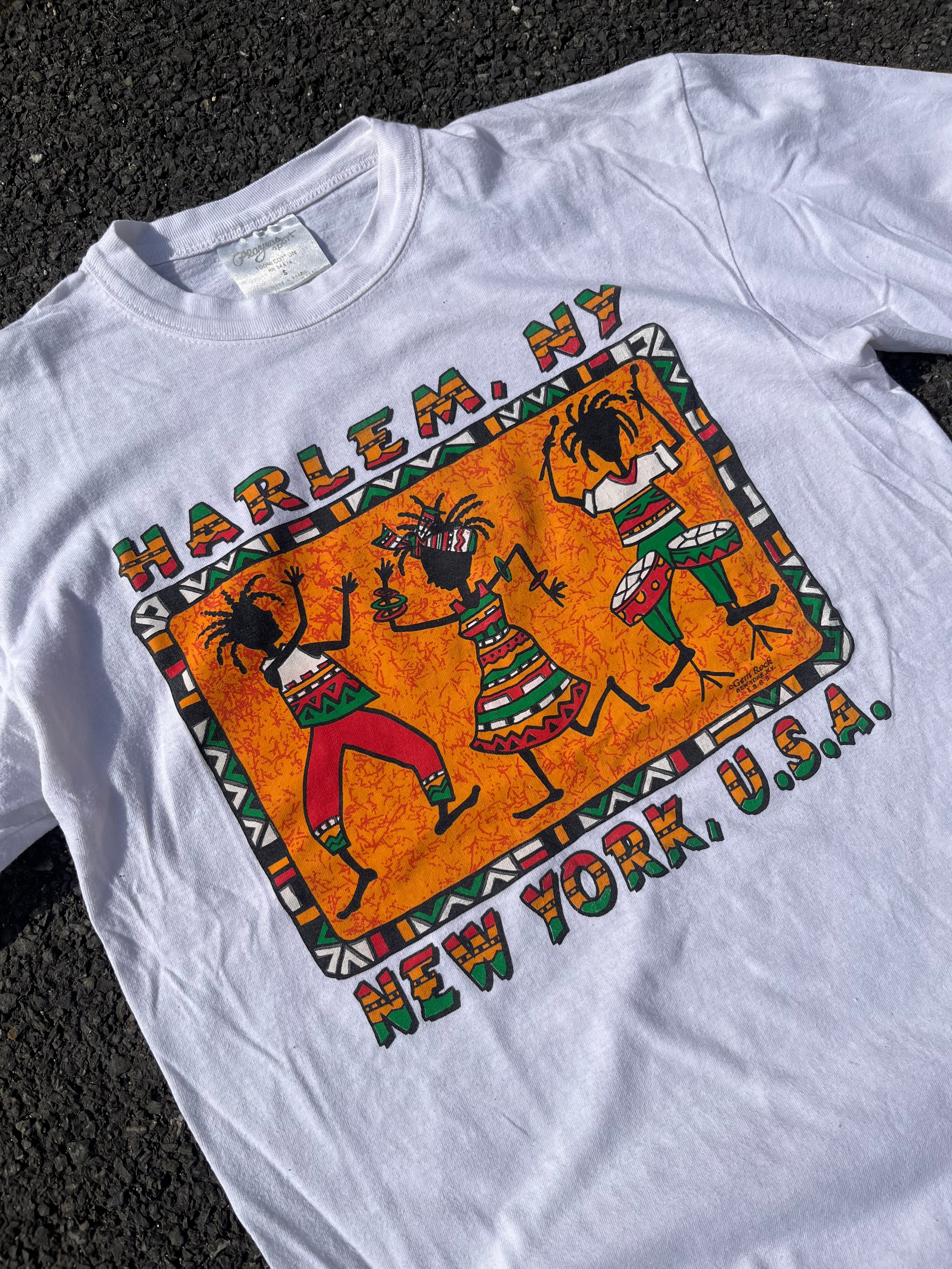 T-SHIRT GRAPHIQUE SINGLE STITCH HARLEM NY BLANC