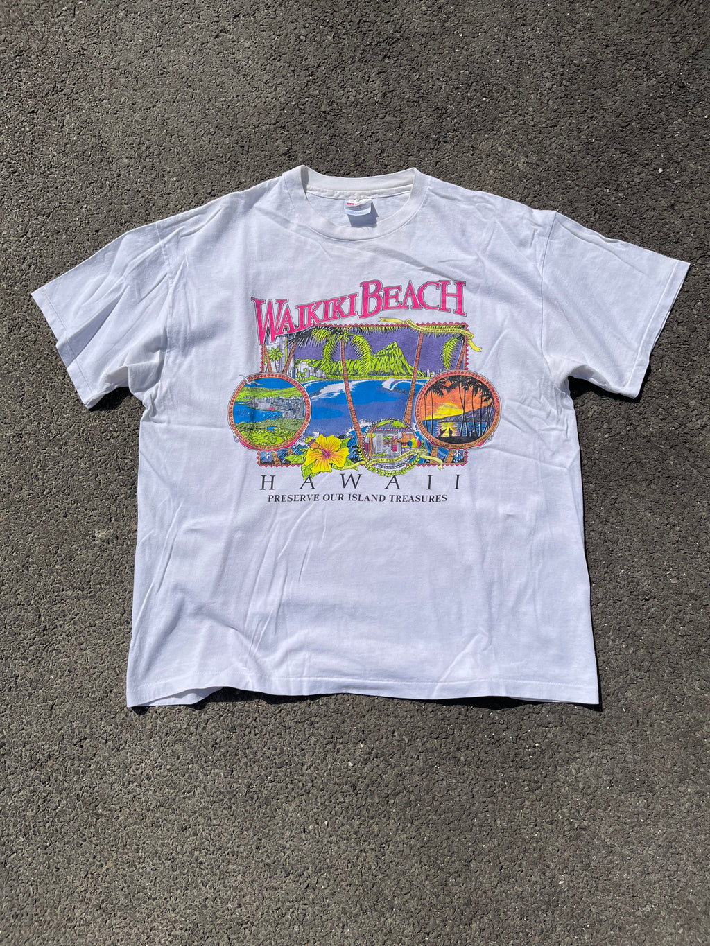 T-SHIRT SOUVENIR HAWAI SINGLE STITCH BLANC