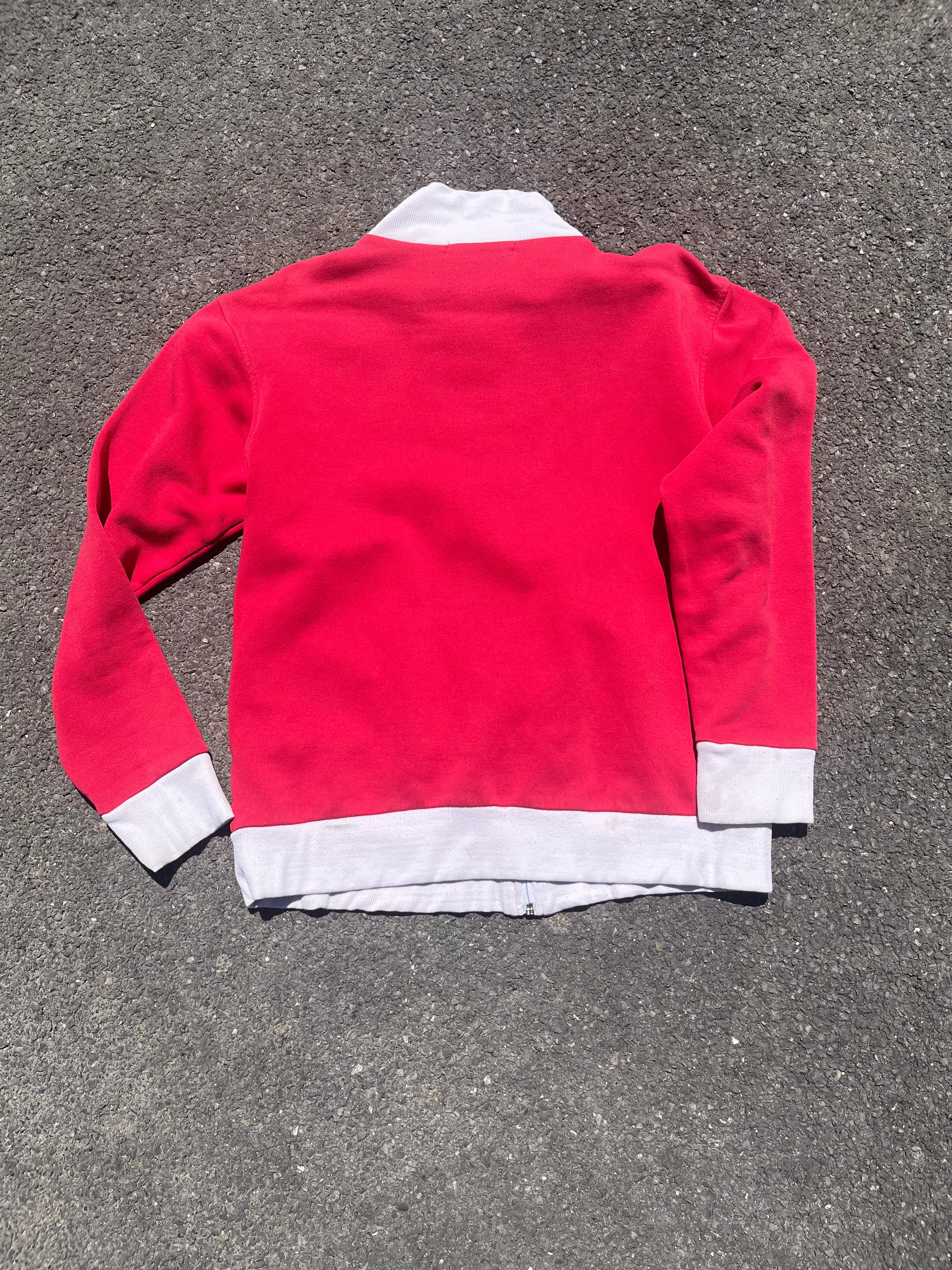 GILET BICOLORE ROUGE ET BLANC CASSÉ