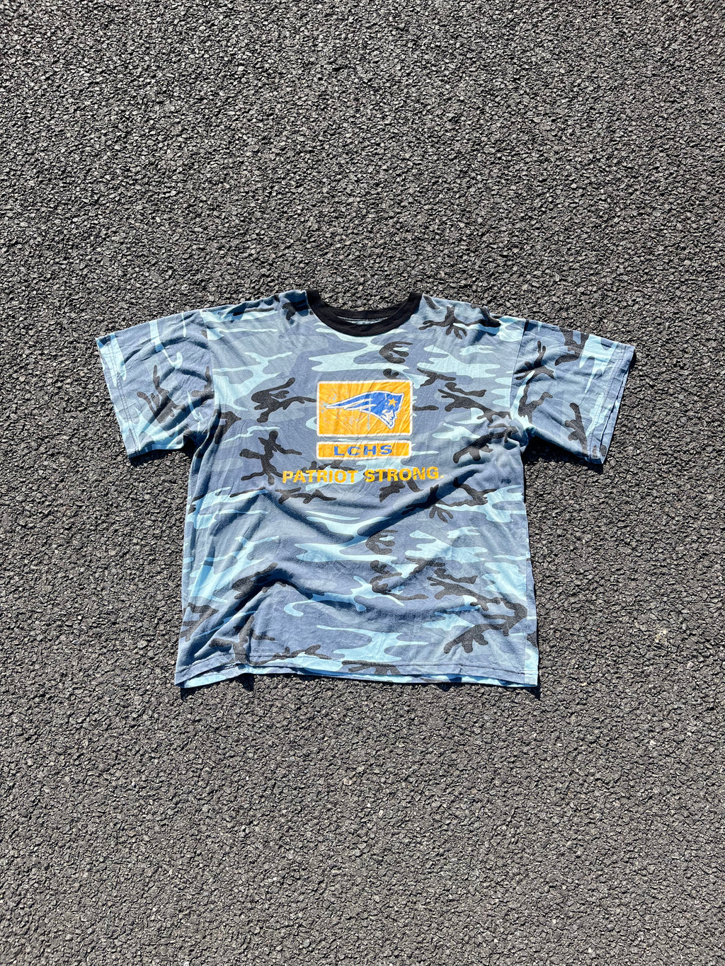 T-SHIRT CAMOUFLAGE LCHS BLEU ET NOIR