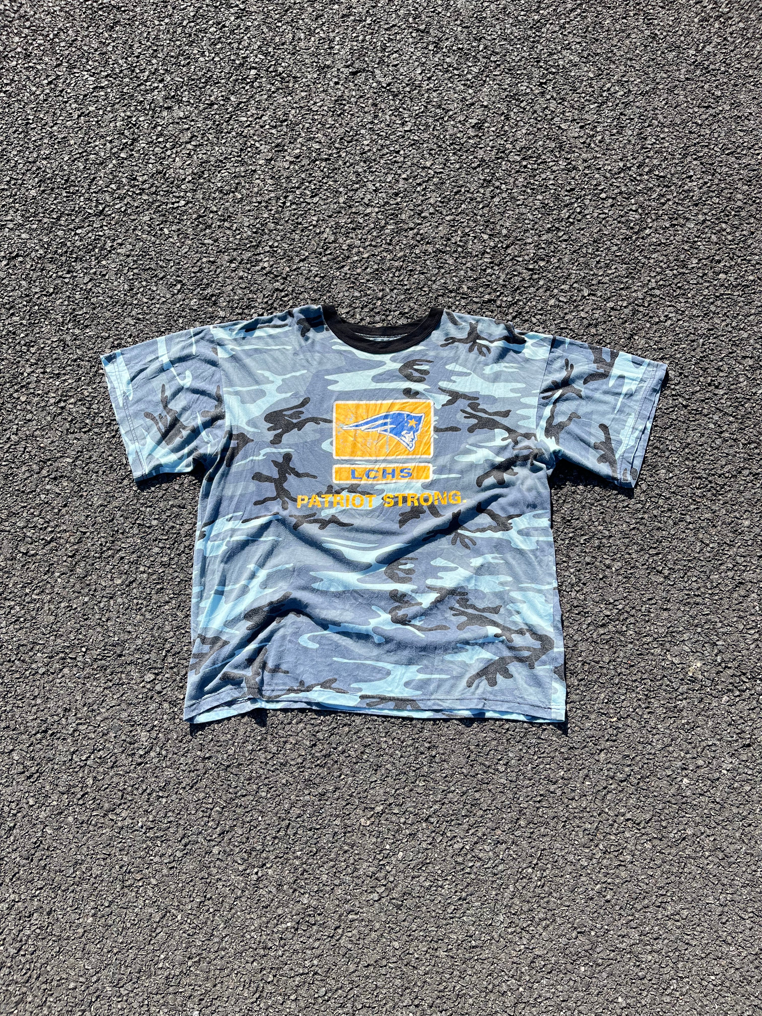 T-SHIRT CAMOUFLAGE LCHS BLEU ET NOIR