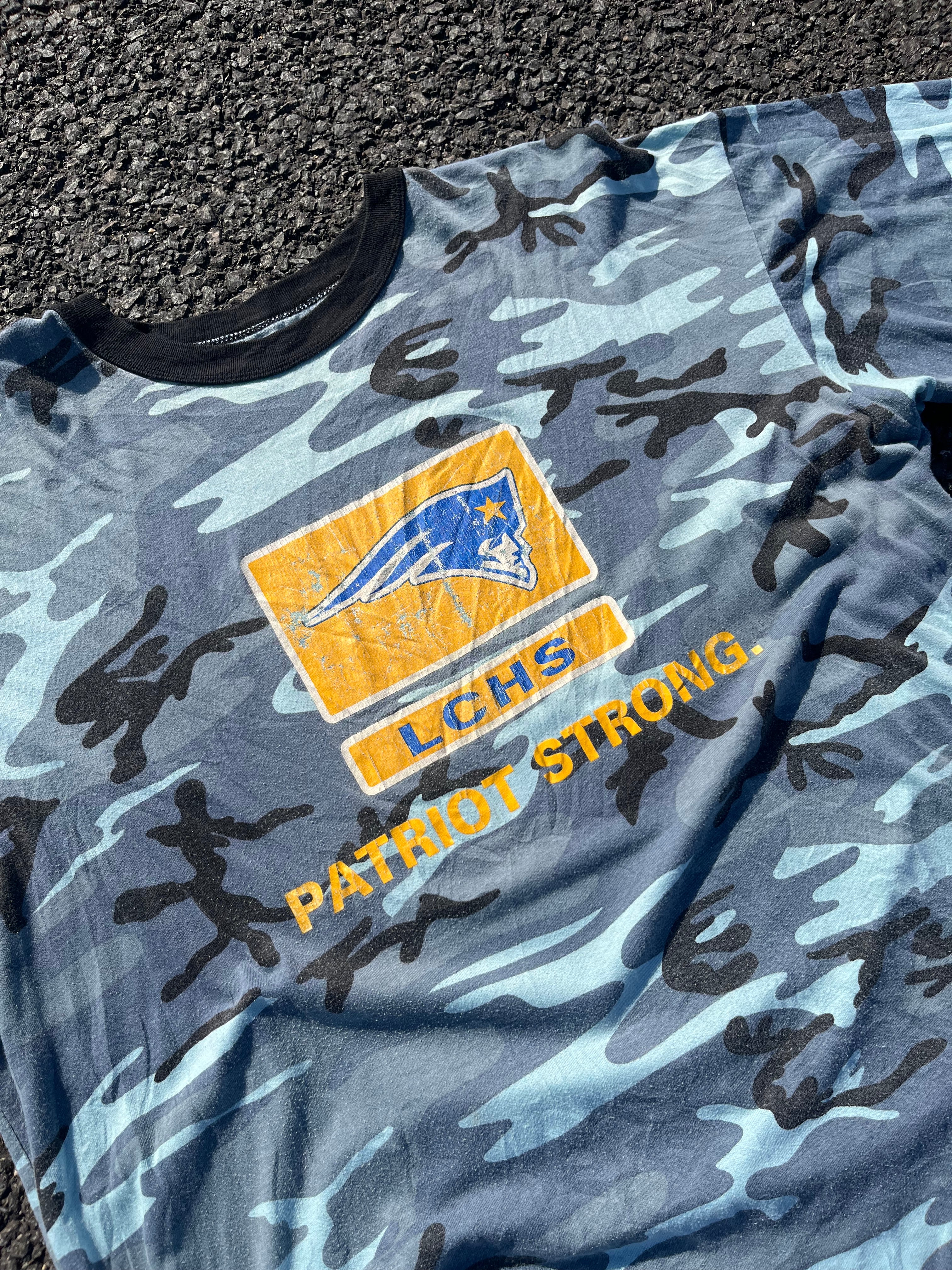 T-SHIRT CAMOUFLAGE LCHS BLEU ET NOIR