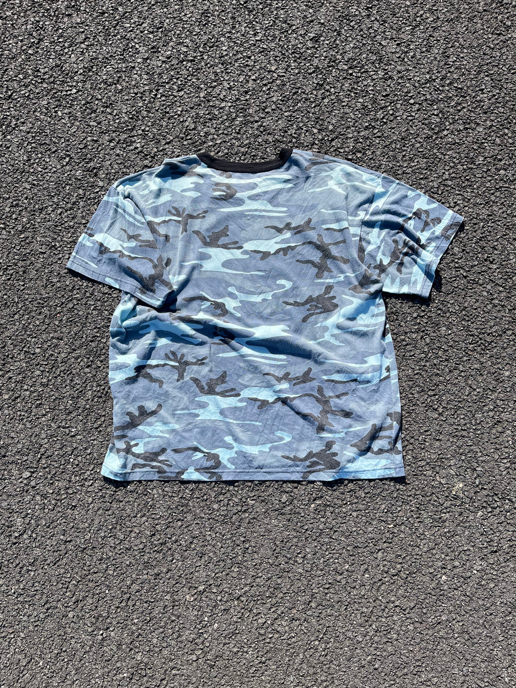 T-SHIRT CAMOUFLAGE LCHS BLEU ET NOIR