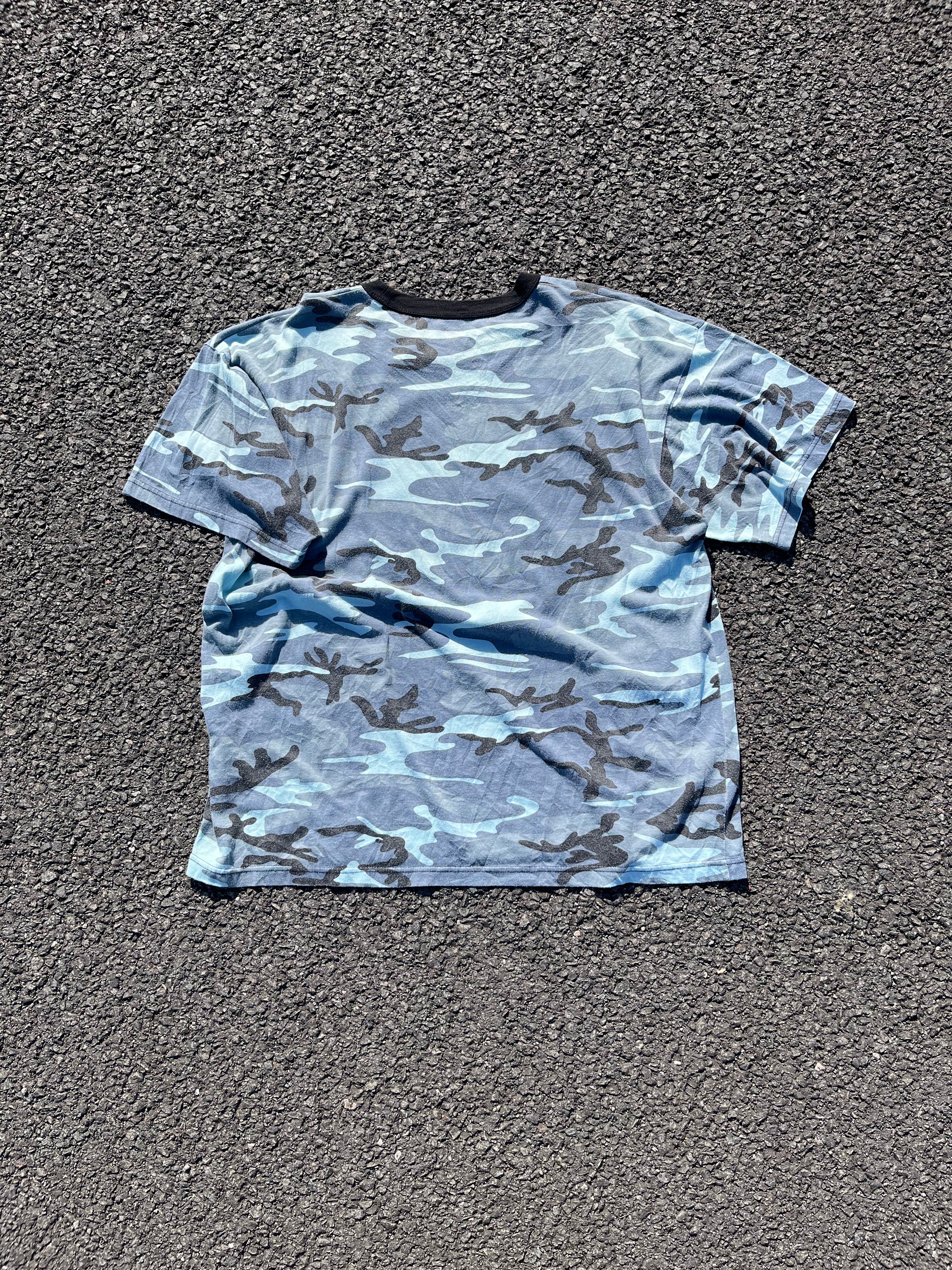 T-SHIRT CAMOUFLAGE LCHS BLEU ET NOIR